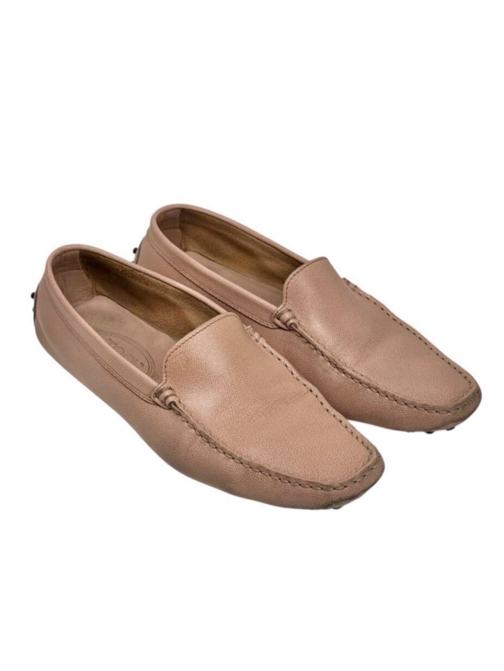 Tod's Leather Gommino Loafers SZ 9 Pink Car Shoes Italian Moccasins Old Money